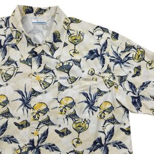 Columbia PFG Trollers‎ Best Short Sleeve Shirt Vented Marlin AOP Mens Large